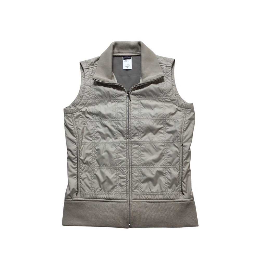 Patagonia Women's Quilted‎ Vest Beige Full Zip Collar Warm Layer Size XS